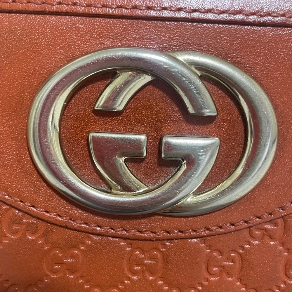Gucci Orange/Brown Leather Wallet with SilverLogo - Picture 2 of 12